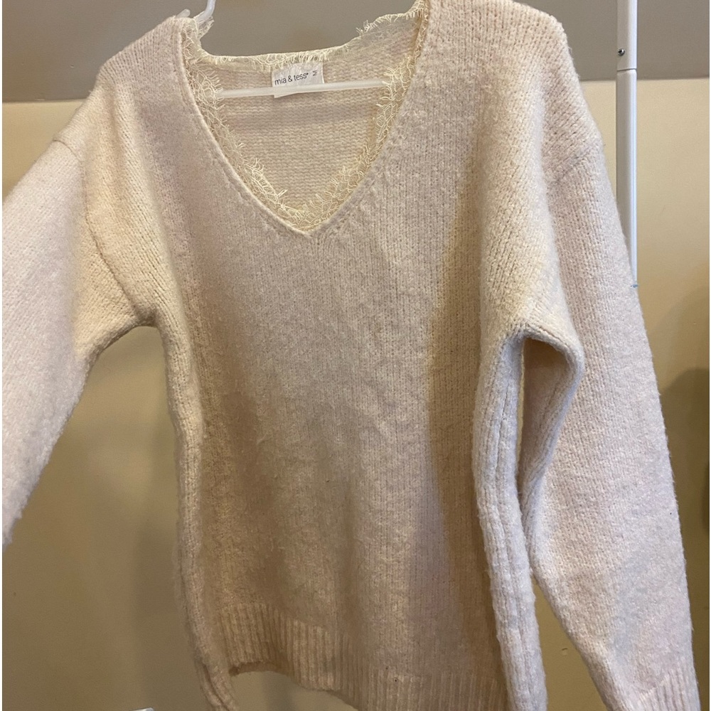 Lace trim sweater